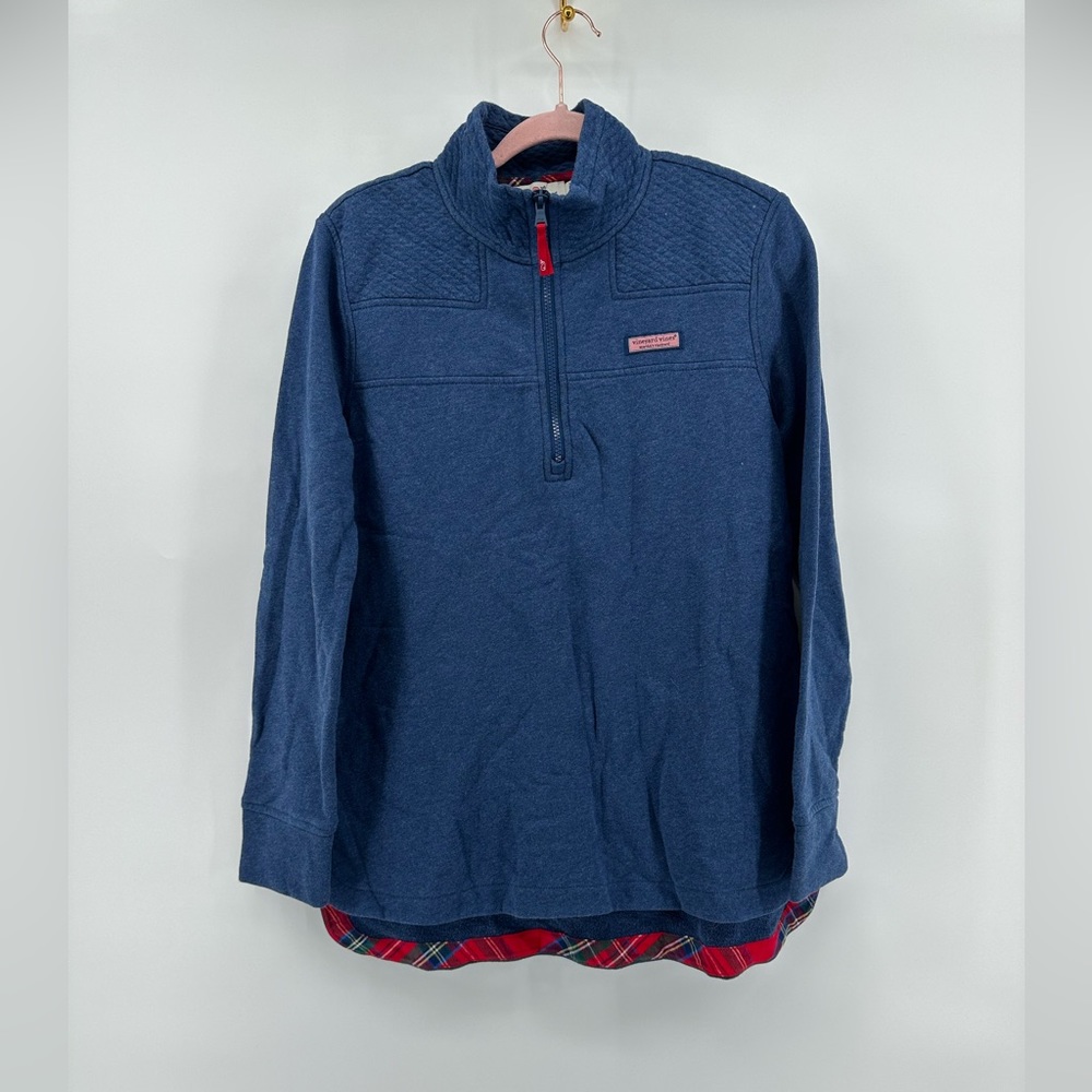 Vineyard Vines Blue Sweater with Red Accents
